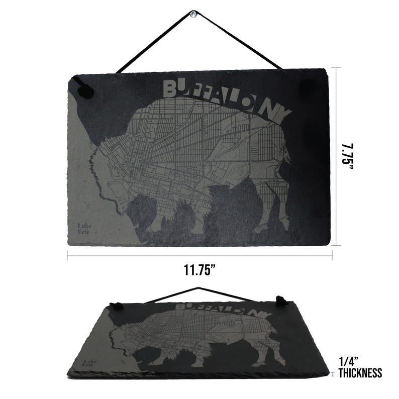 Buffalo NY Slate Hanger Wall Art - Buffalo Map - Arbo Engravings