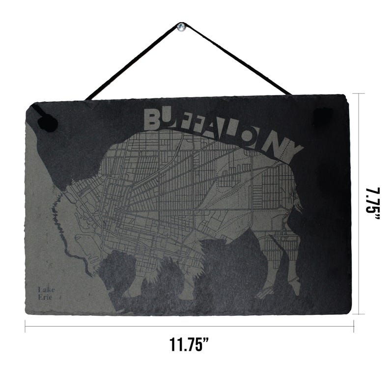 Buffalo NY Slate Hanger Wall Art - Buffalo Map - Arbo Engravings