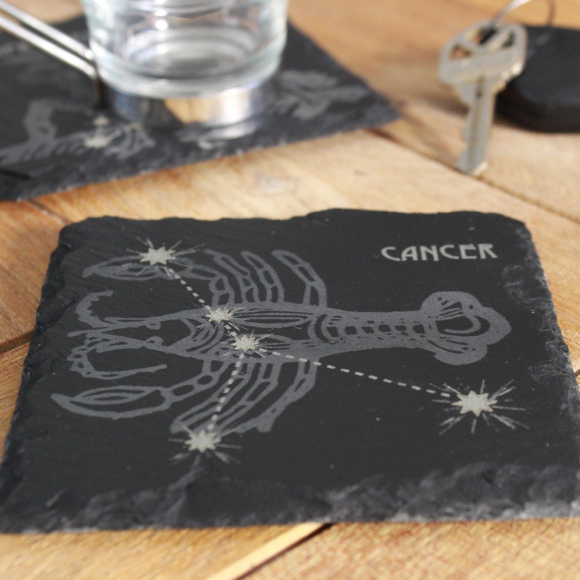 Cancer Slate Coaster - Astrological Zodiac Sign Gift - Arbo Engravings