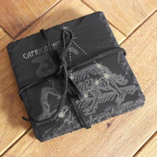 Capricorn Slate Coaster - Astrological Zodiac Sign Gift with Goat Zodiac Sign - Horoscope Gift, New Age Astrology, Goat Constellation gift - Arbo Engravings