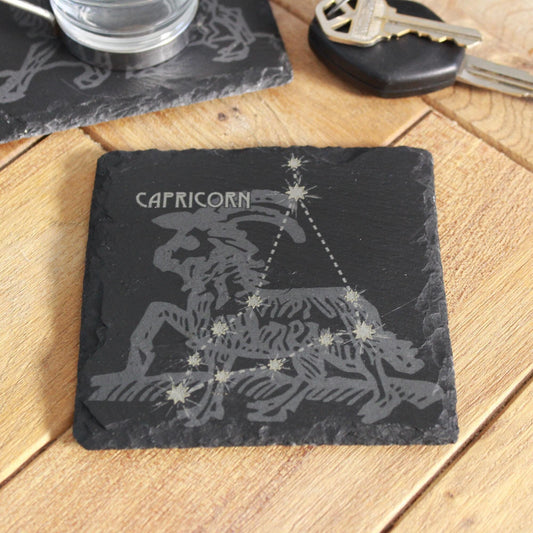Capricorn Slate Coaster - Astrological Zodiac Sign Gift with Goat Zodiac Sign - Horoscope Gift, New Age Astrology, Goat Constellation gift - Arbo Engravings