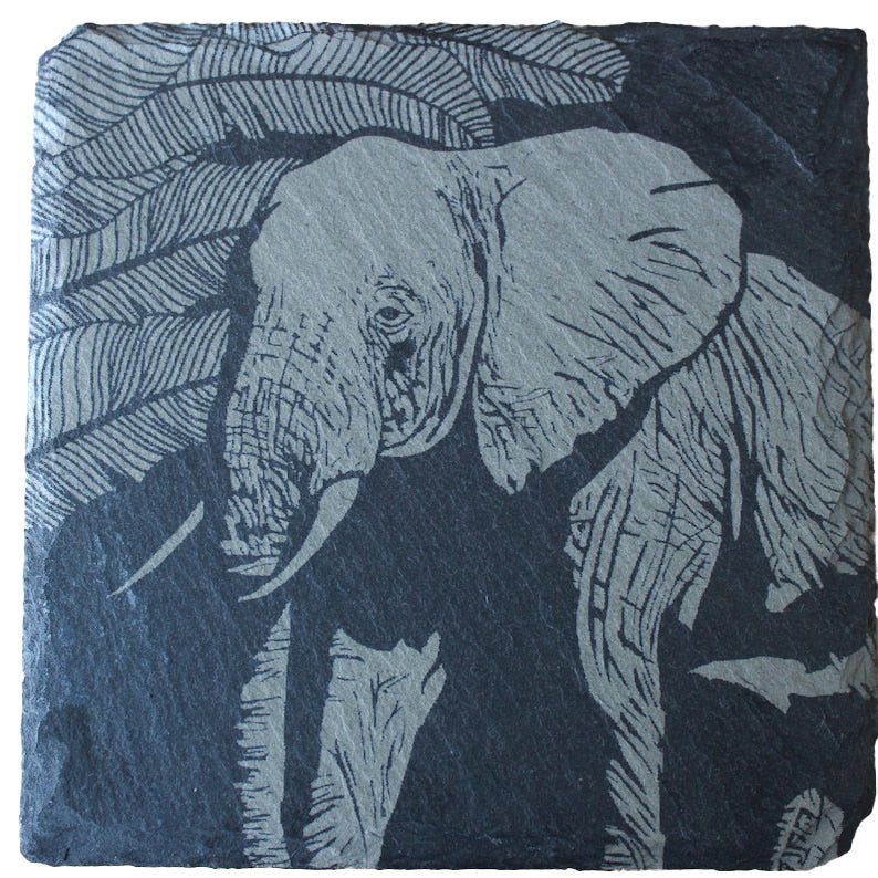 Elephant Slate Drink Coaster Gift Set - Arbo Engravings