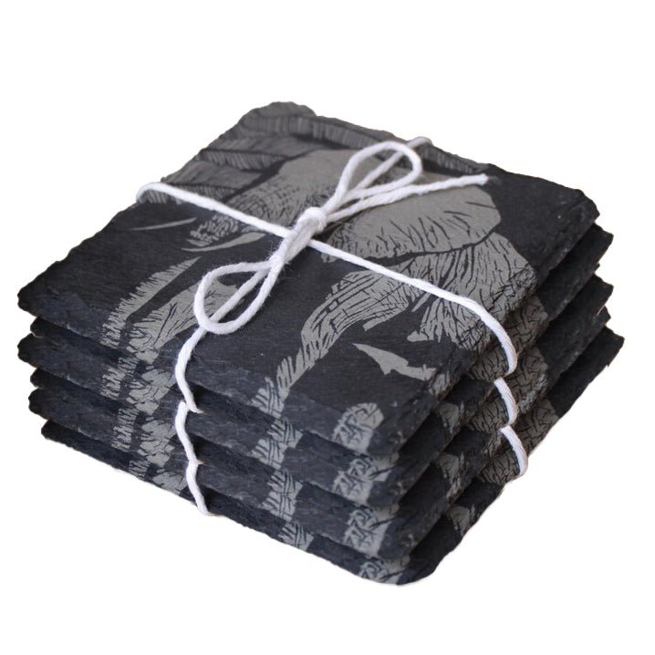 Elephant Slate Drink Coaster Gift Set - Arbo Engravings