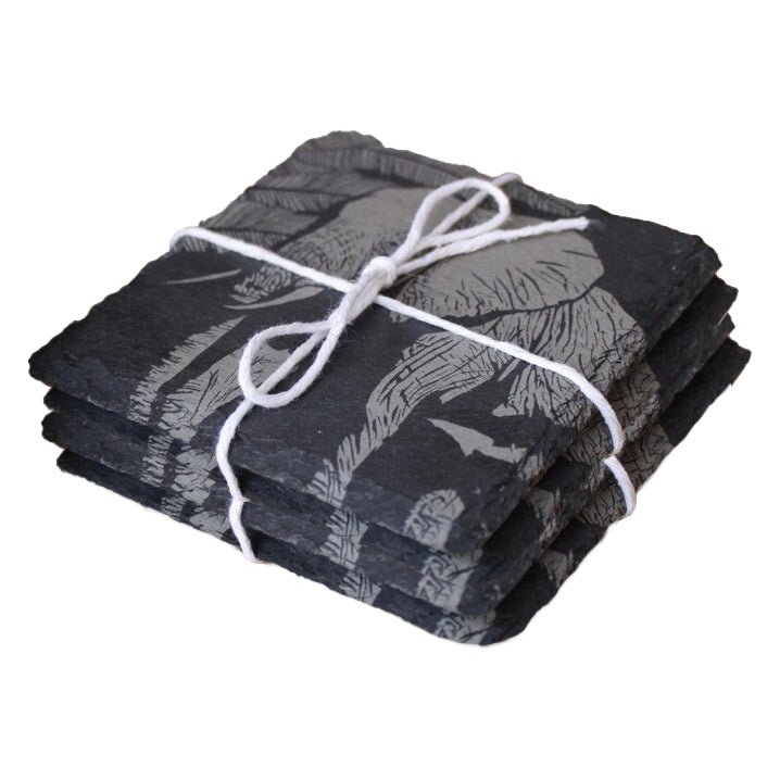 Elephant Slate Drink Coaster Gift Set - Arbo Engravings