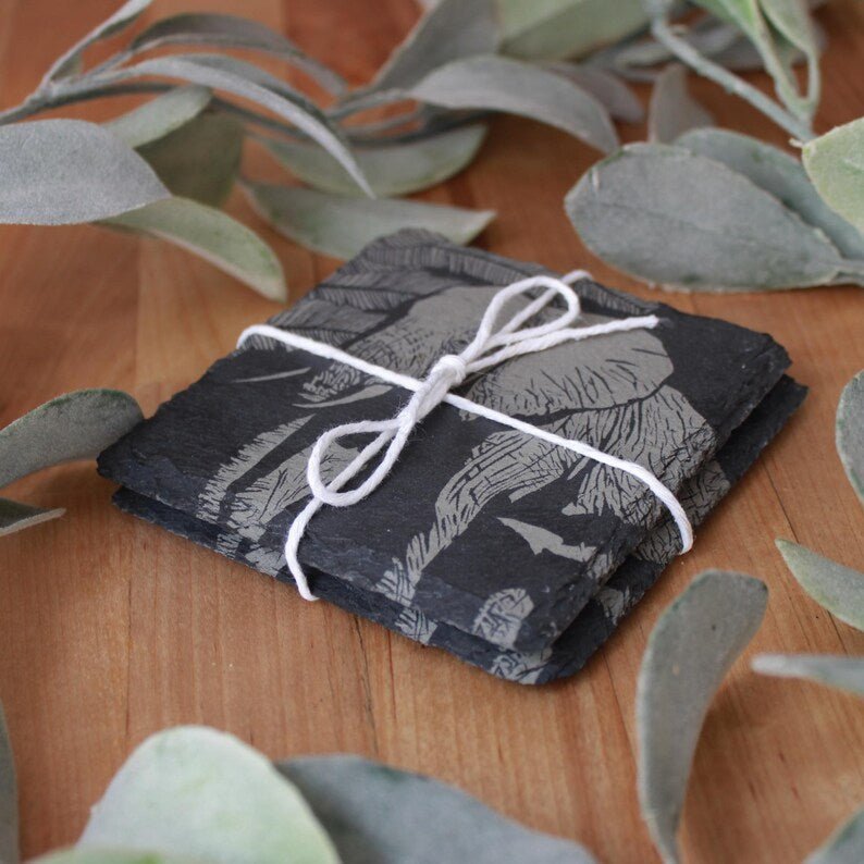 Elephant Slate Drink Coaster Gift Set - Arbo Engravings