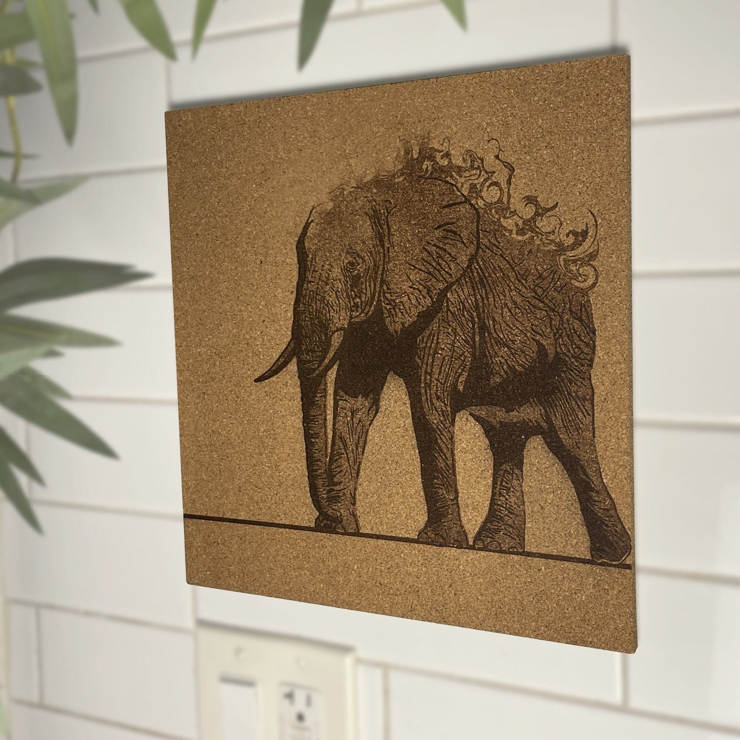 Engraved Elephant Tiled Wall Art - Arbo Engravings