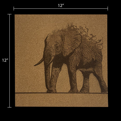 Engraved Elephant Tiled Wall Art - Arbo Engravings