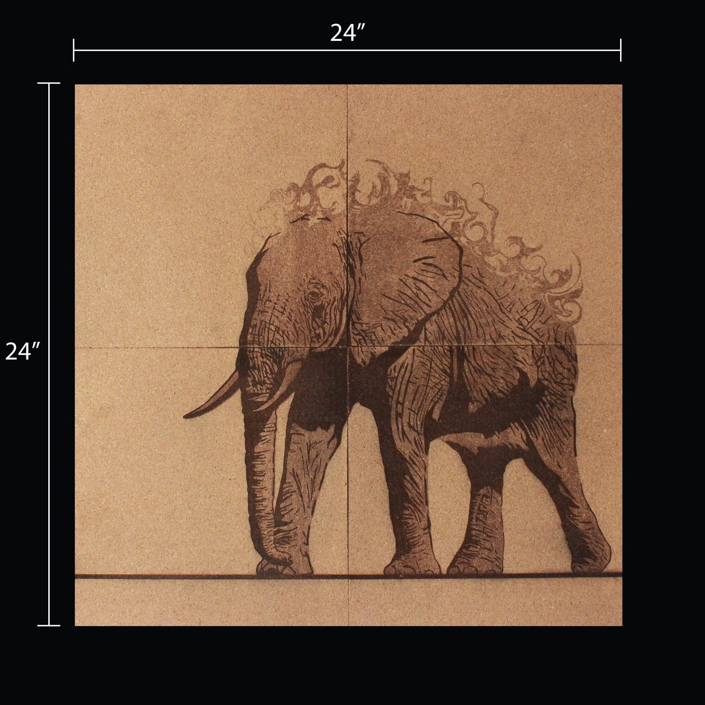 Engraved Elephant Tiled Wall Art - Arbo Engravings