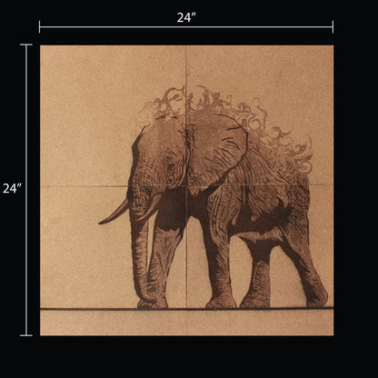 Engraved Elephant Tiled Wall Art - Arbo Engravings