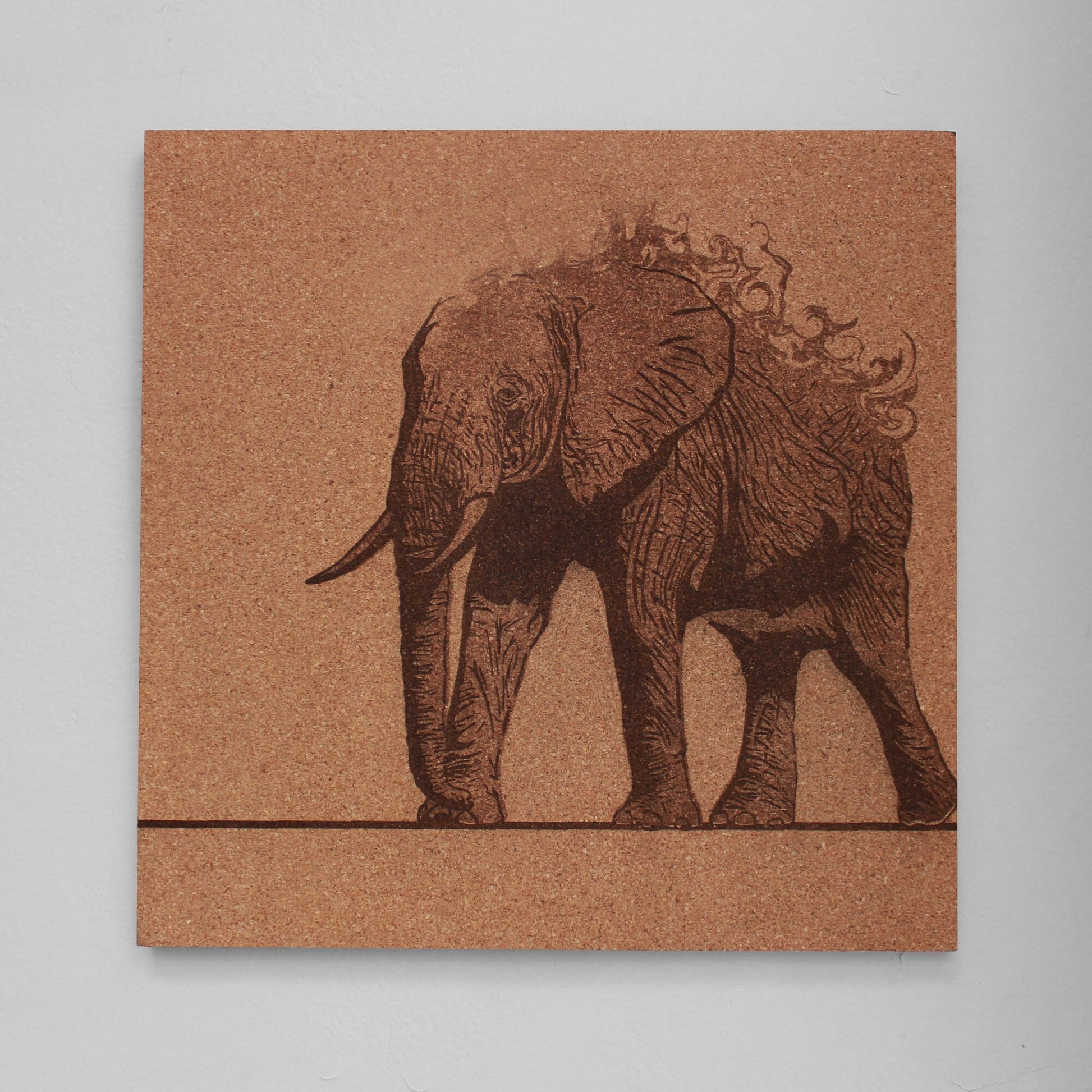 Engraved Elephant Tiled Wall Art - Arbo Engravings