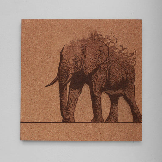 Engraved Elephant Tiled Wall Art - Arbo Engravings