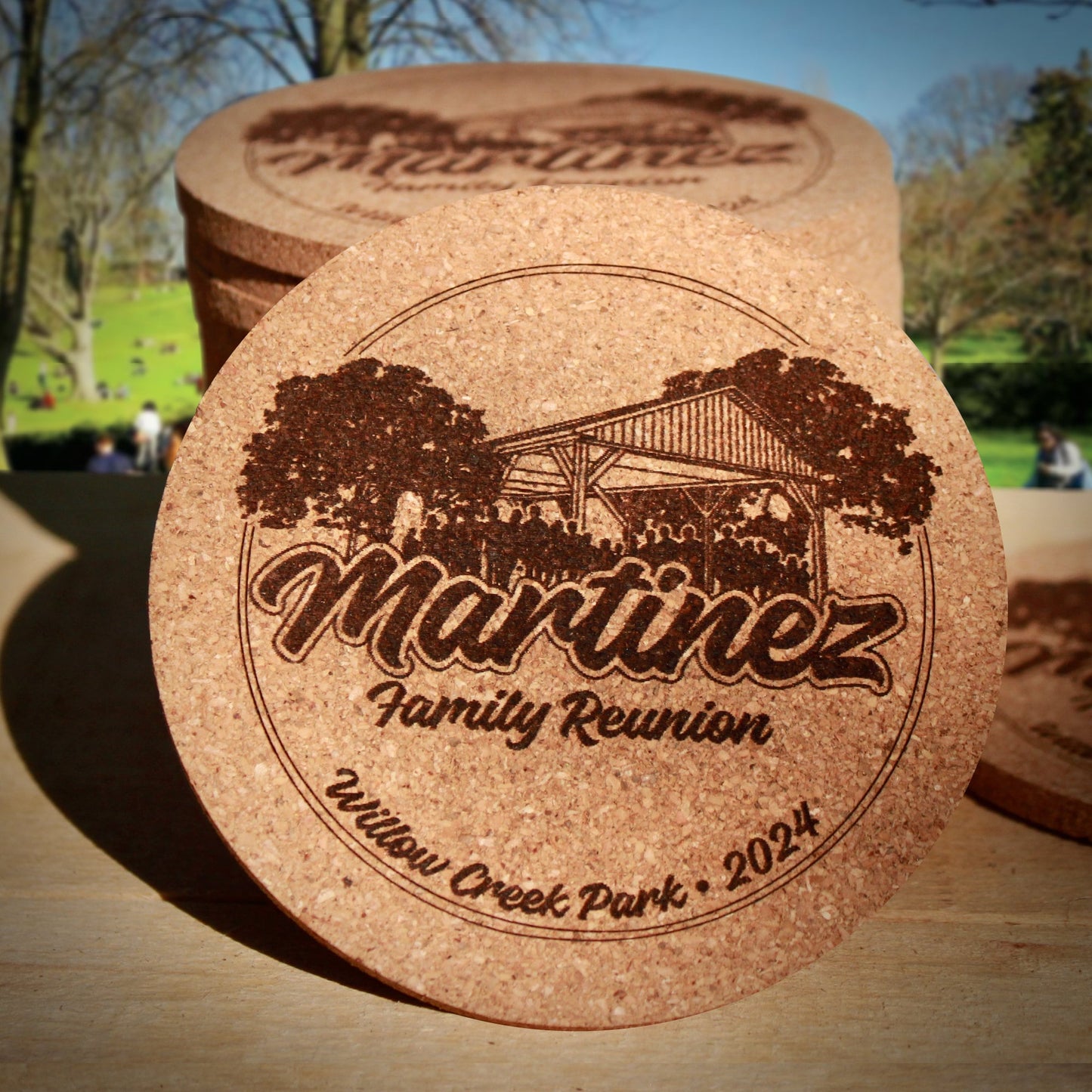 Family Reunion Custom Cork Coasters - Arbo Engravings