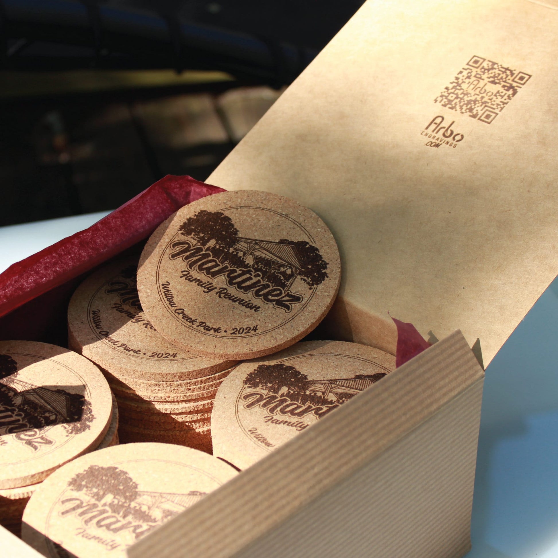 Family Reunion Custom Cork Coasters - Arbo Engravings