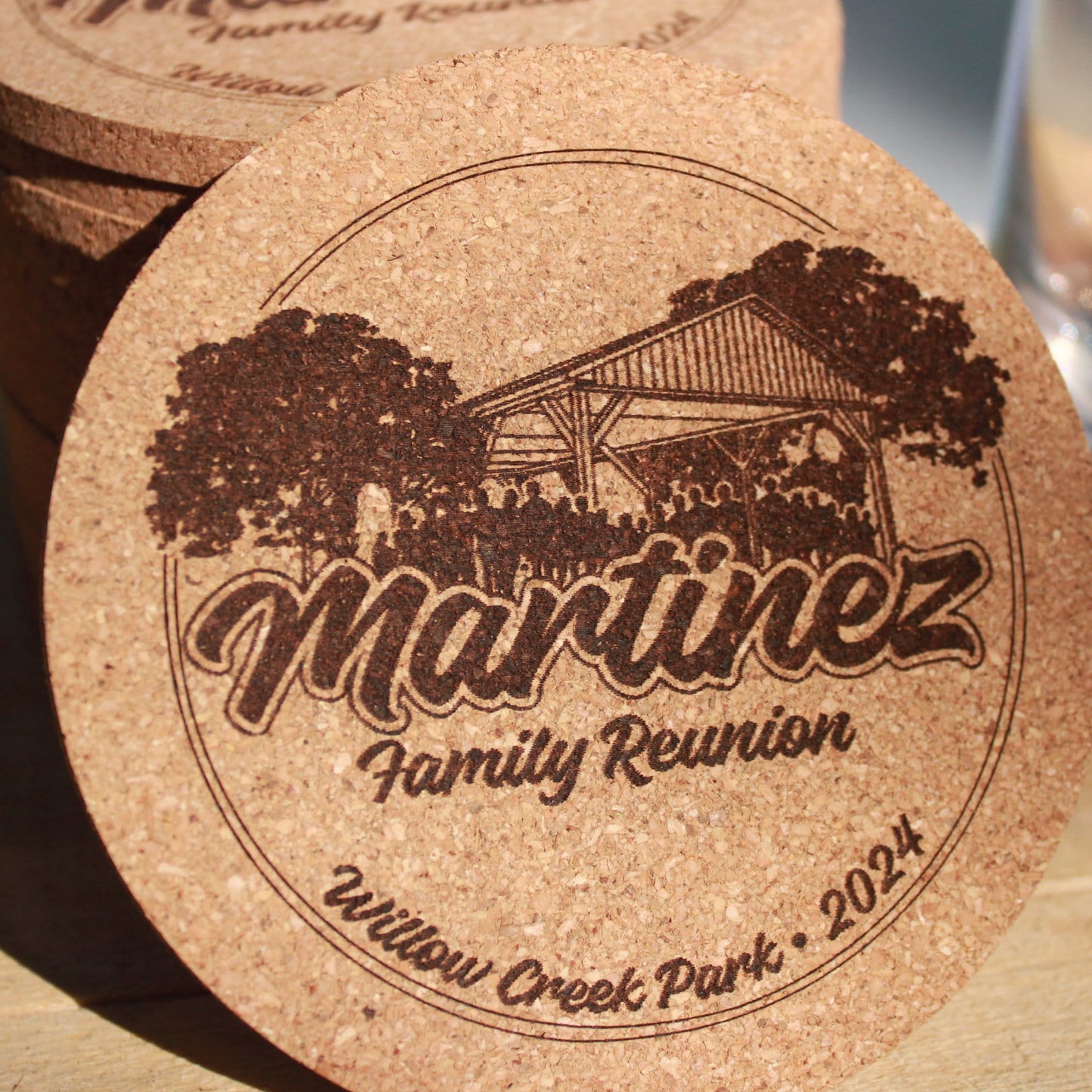 Family Reunion Custom Cork Coasters - Arbo Engravings