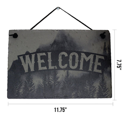 Foggy Mountain Slate Welcome Sign - Rustic Decor - Arbo Engravings