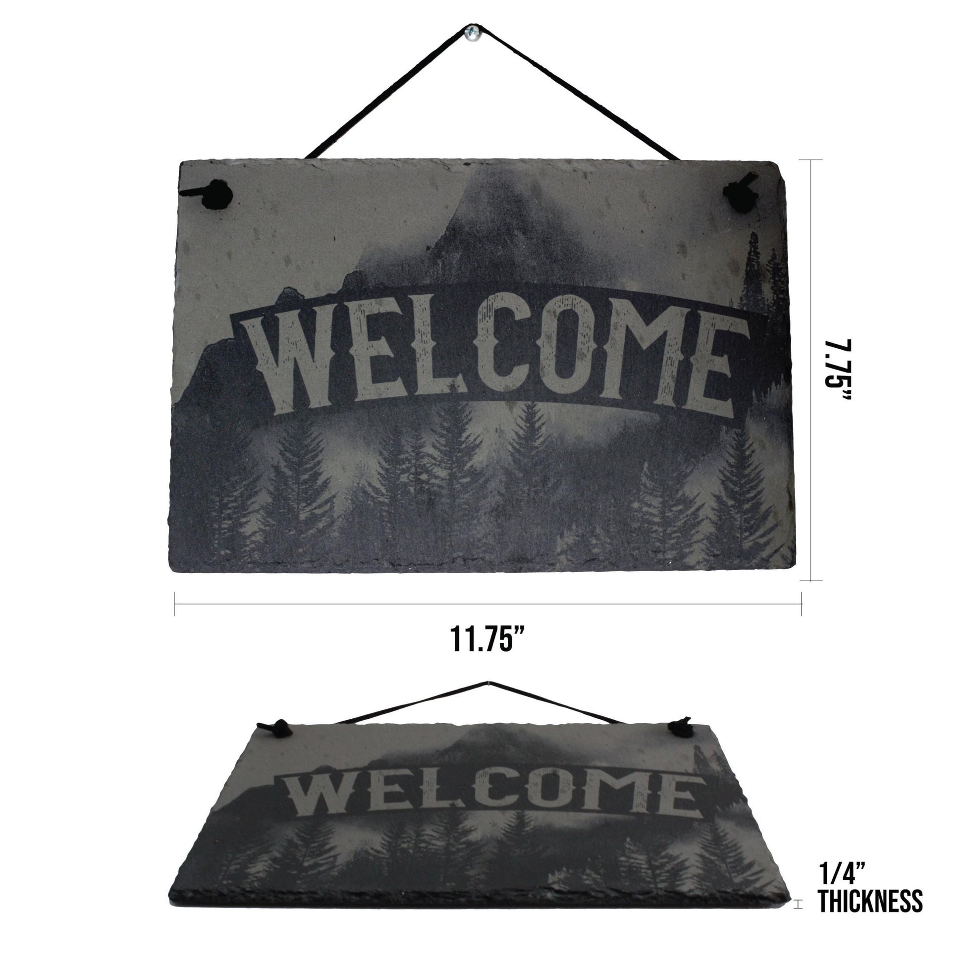 Foggy Mountain Slate Welcome Sign - Rustic Decor - Arbo Engravings