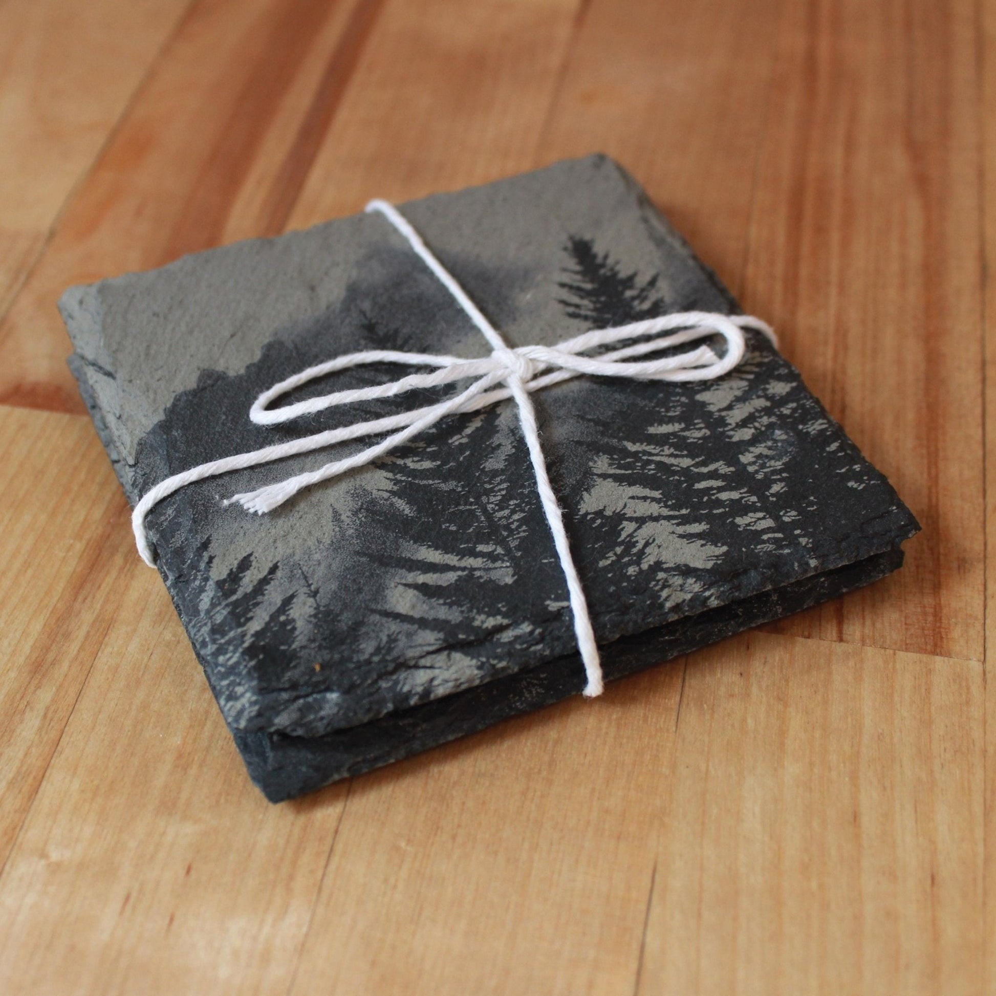 Foggy Mountains Slate Drink Coasters Gift Set - Arbo Engravings