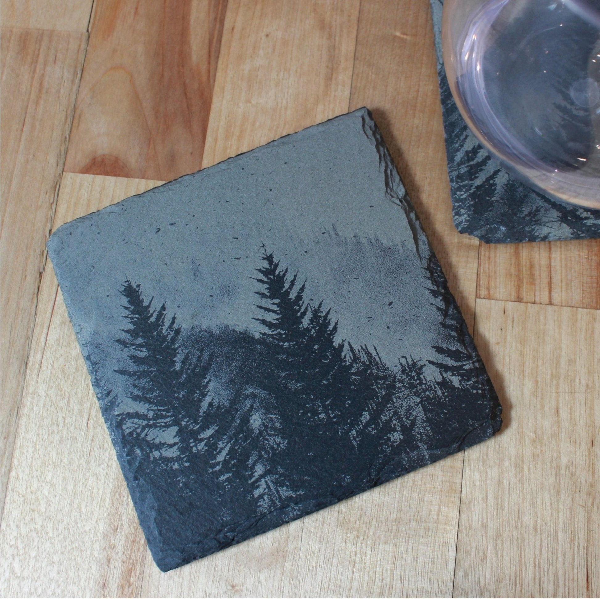 Foggy Mountains Slate Drink Coasters Gift Set - Arbo Engravings