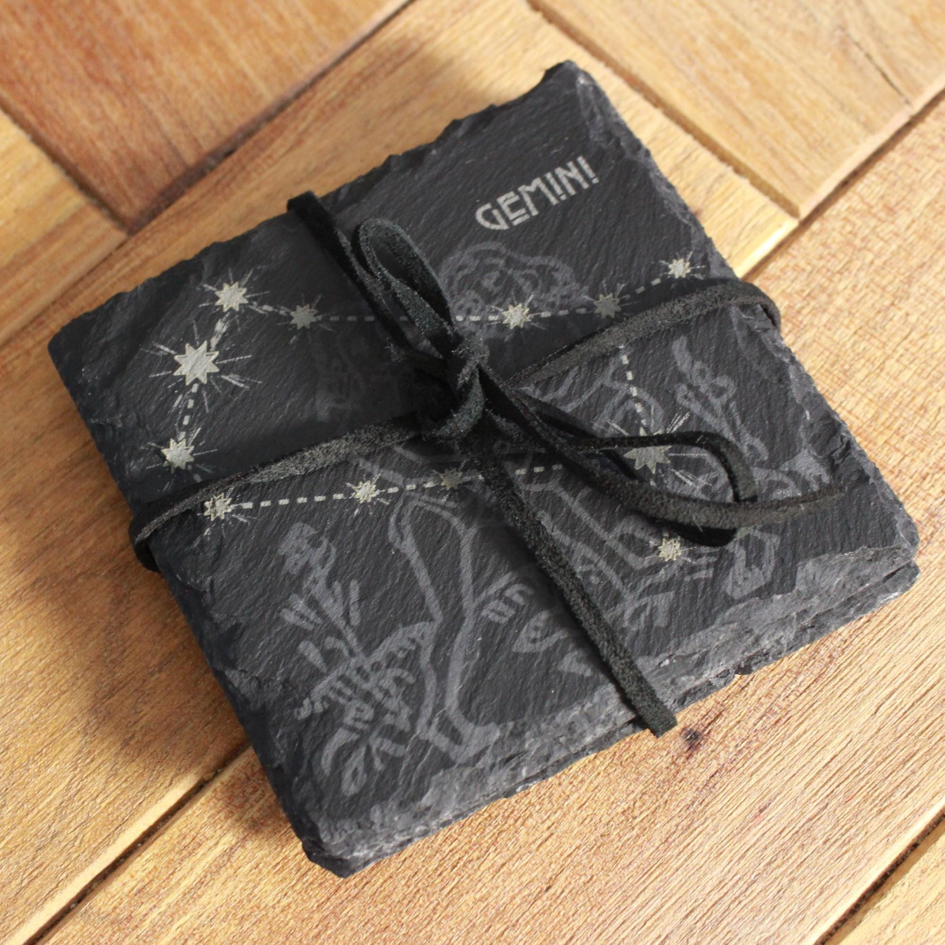 Gemini Slate Coaster - Astrological Zodiac Sign Gift with Twins Zodiac Sign - Horoscope Gift, New Age, Astrology Gift, Gemini Constellation - Arbo Engravings