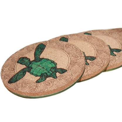 Hand - Painted Sea Turtle Coaster Set - Arbo Engravings