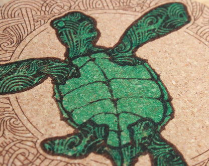 Hand - Painted Sea Turtle Coaster Set - Arbo Engravings