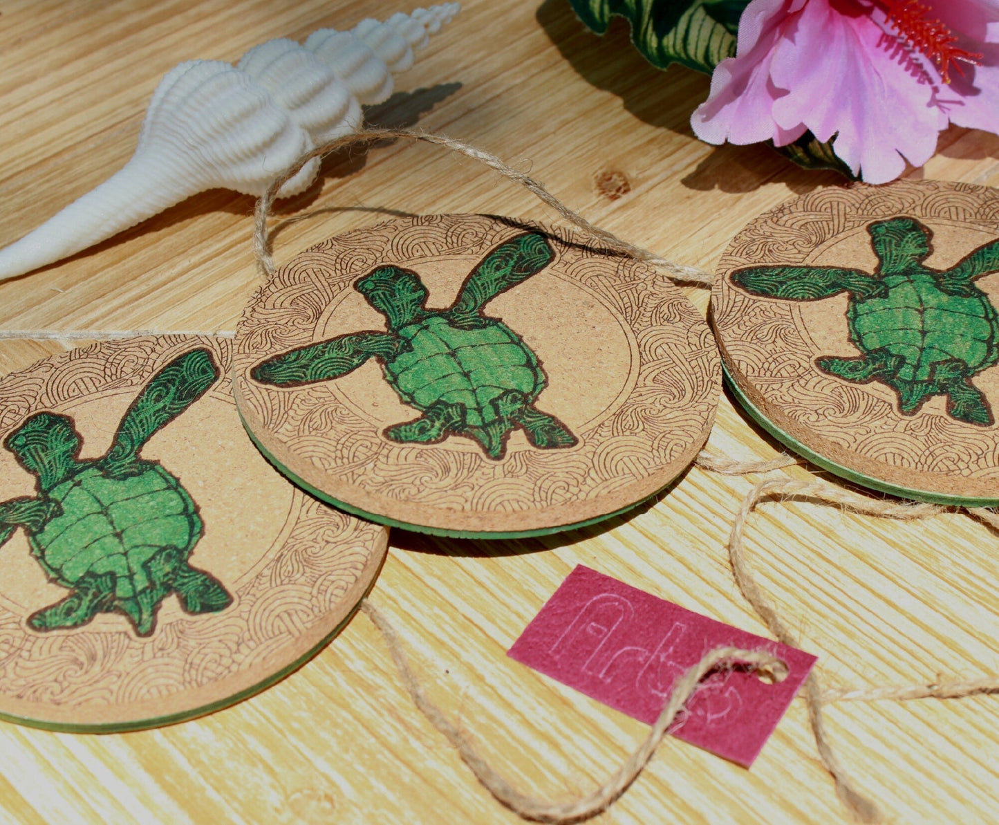 Hand - Painted Sea Turtle Coaster Set - Arbo Engravings