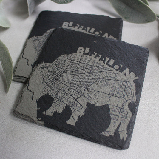 Slate Buffalo NY Street Map Drink Coasters