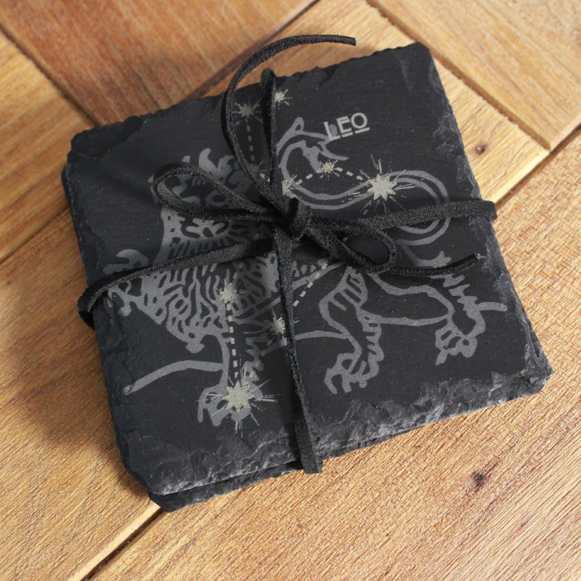 Leo Slate Coaster - Astrological Zodiac Sign Gift with Leo Zodiac Sign - Horoscope Gift, New Age, Astrology Gift, Lion Constellation - Arbo Engravings