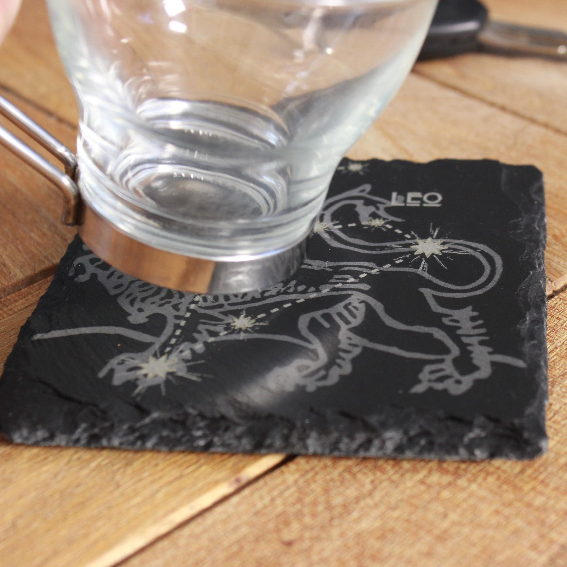 Leo Slate Coaster - Astrological Zodiac Sign Gift with Leo Zodiac Sign - Horoscope Gift, New Age, Astrology Gift, Lion Constellation - Arbo Engravings