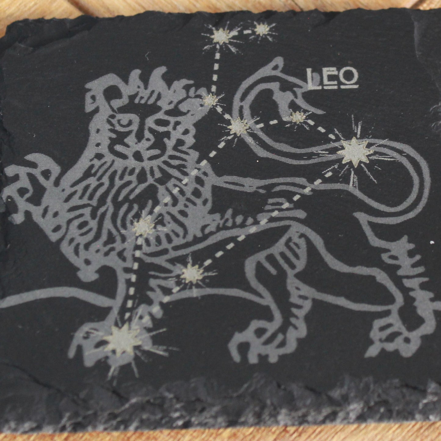 Leo Slate Coaster - Astrological Zodiac Sign Gift with Leo Zodiac Sign - Horoscope Gift, New Age, Astrology Gift, Lion Constellation - Arbo Engravings