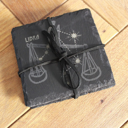 Libra Slate Coaster - Astrological Zodiac Sign Gift - Arbo Engravings