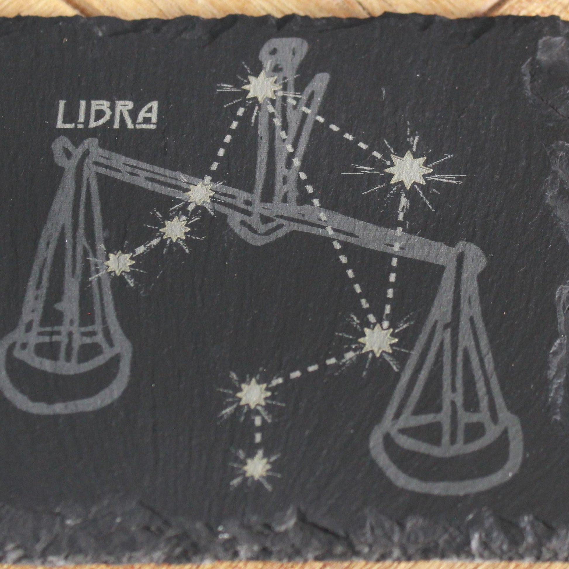 Libra Slate Coaster - Astrological Zodiac Sign Gift - Arbo Engravings