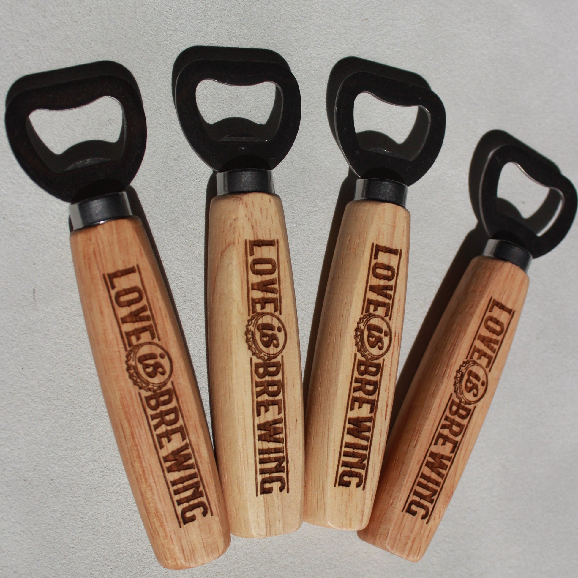 Love is Brewing Custom Bottle Openers For Brewery Wedding - Arbo Engravings