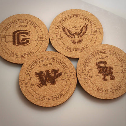 Mascot Graduation & Class Reunion Custom Cork Coasters - Arbo Engravings