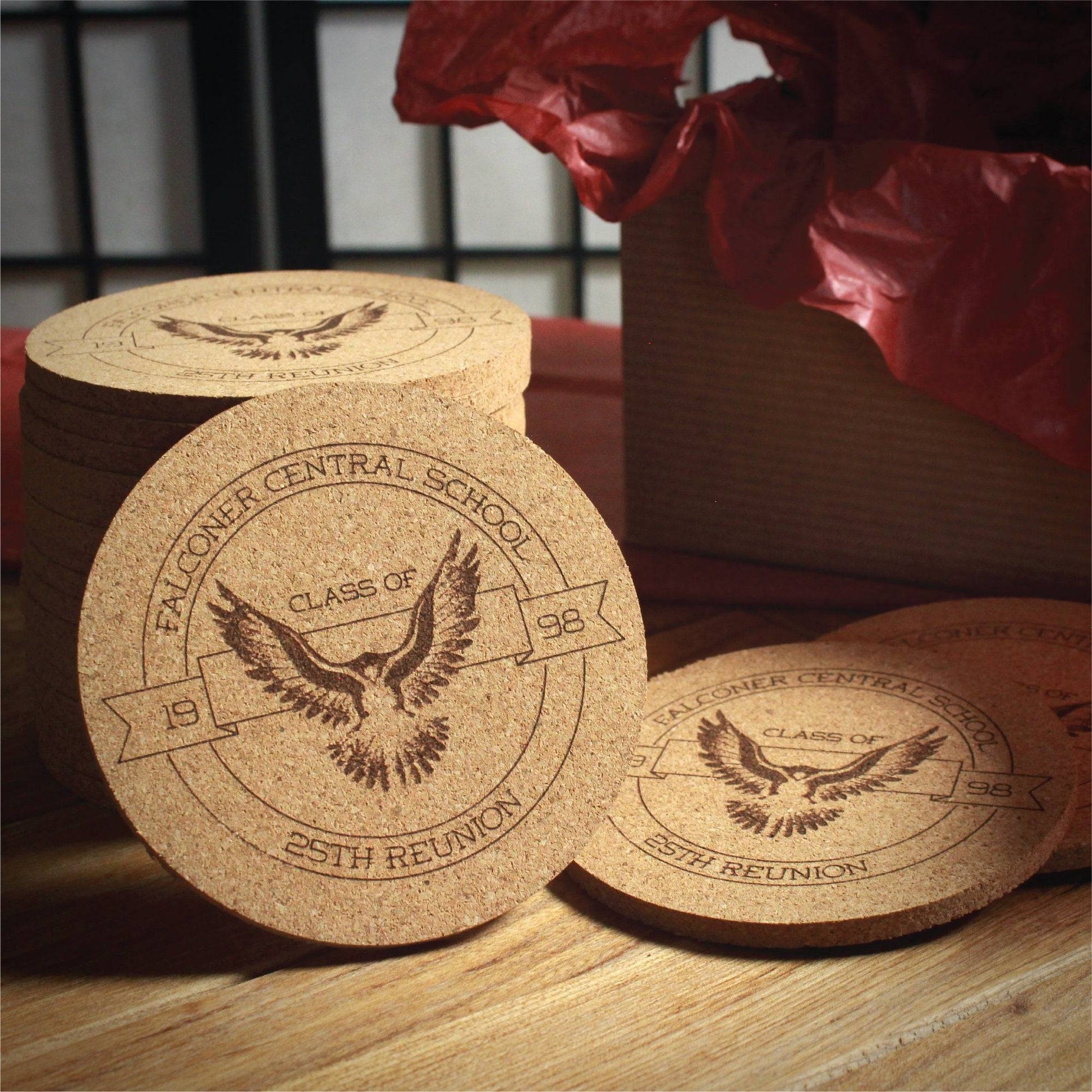 Mascot Graduation & Class Reunion Custom Cork Coasters - Arbo Engravings