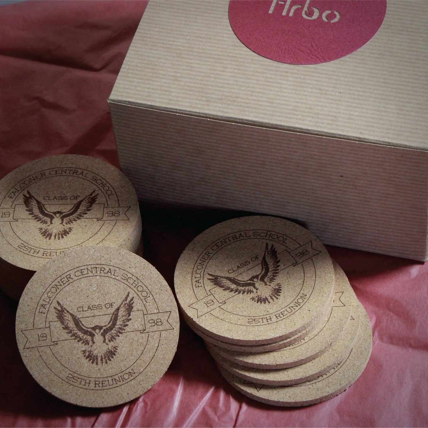 Mascot Graduation & Class Reunion Custom Cork Coasters - Arbo Engravings