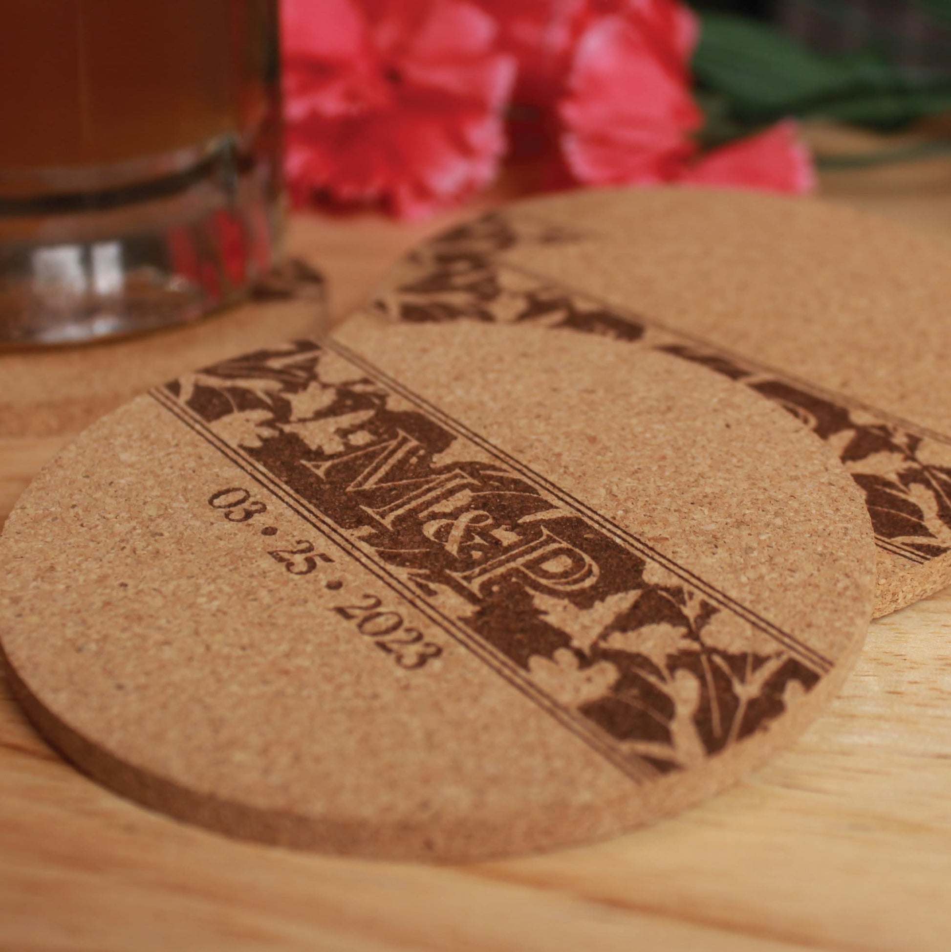 Monogram Custom Wedding Coasters Favors - Arbo Engravings