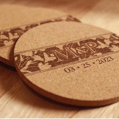 Monogram Custom Wedding Coasters Favors - Arbo Engravings