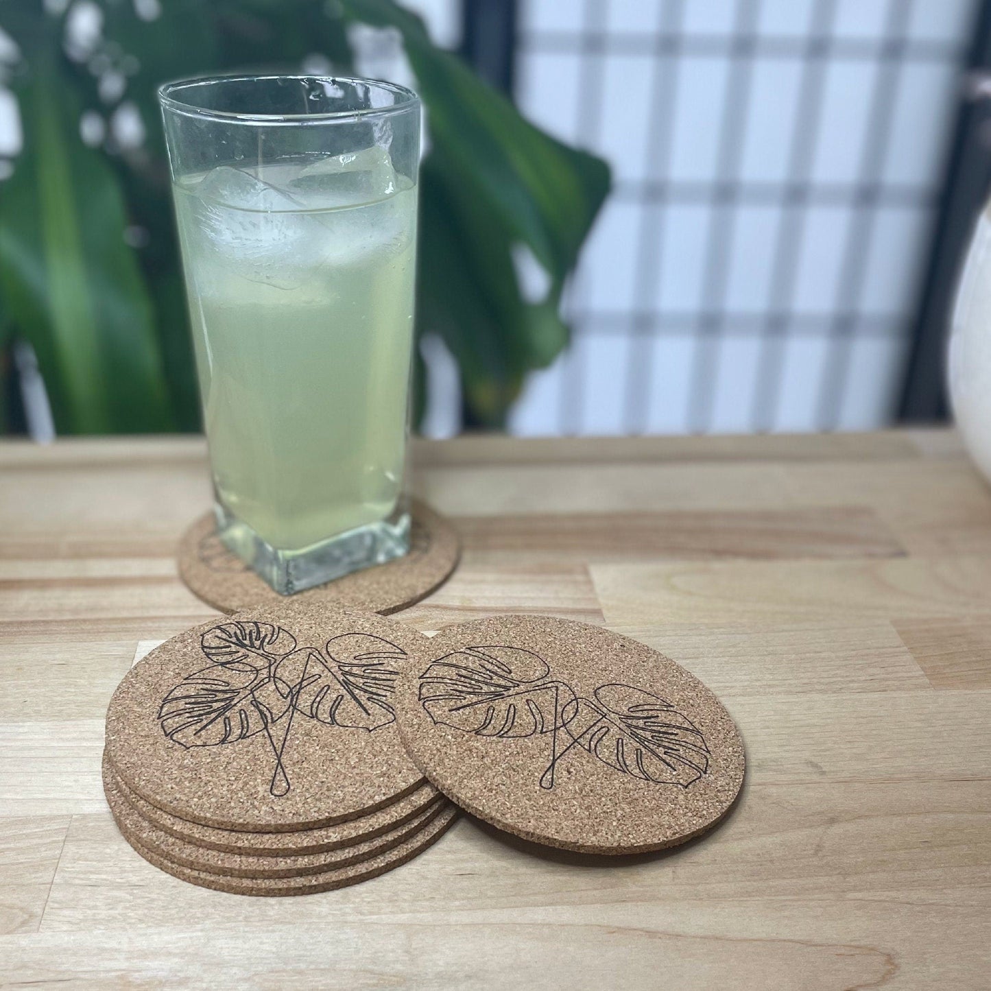 Monstera Plant Coaster Set - (Set of 5) - Arbo Engravings