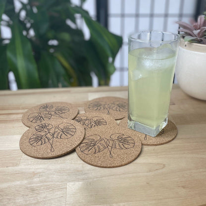 Monstera Plant Coaster Set - (Set of 5) - Arbo Engravings