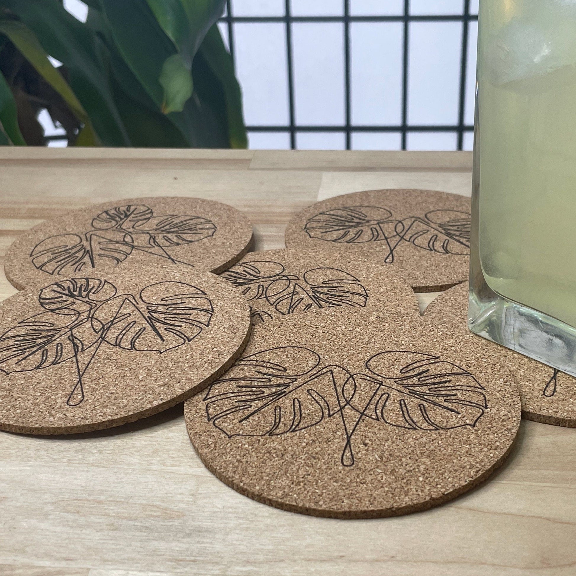 Monstera Plant Coaster Set - (Set of 5) - Arbo Engravings