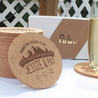 Mountain Wedding Big Adventure Coasters - Arbo Engravings