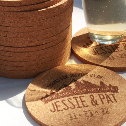 Mountain Wedding Big Adventure Coasters - Arbo Engravings