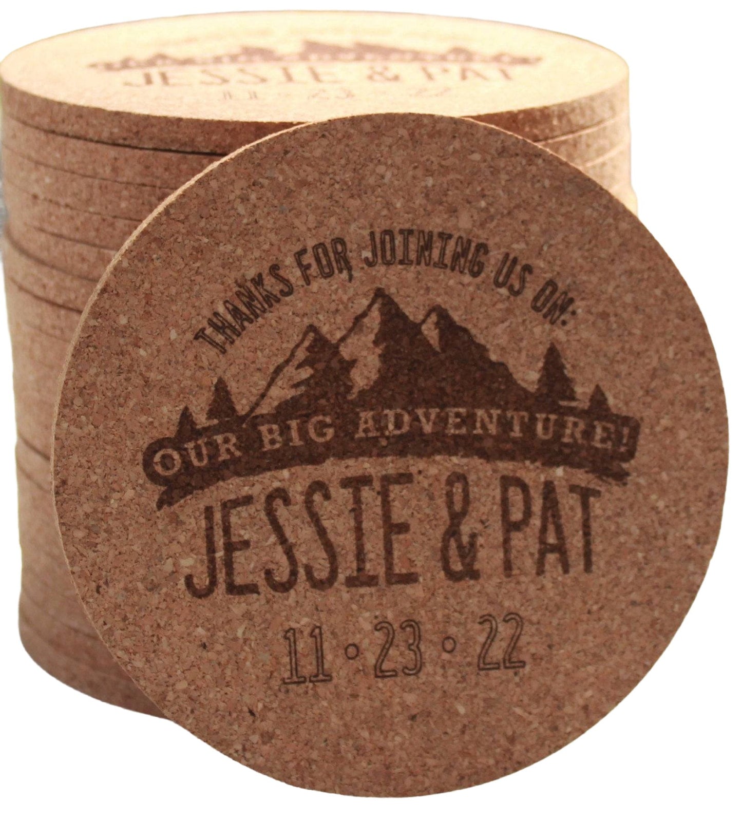 Mountain Wedding Big Adventure Coasters - Arbo Engravings