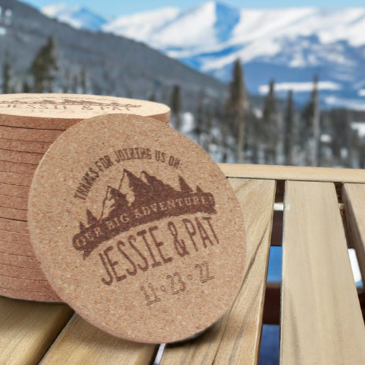 Mountain Wedding Big Adventure Coasters - Arbo Engravings