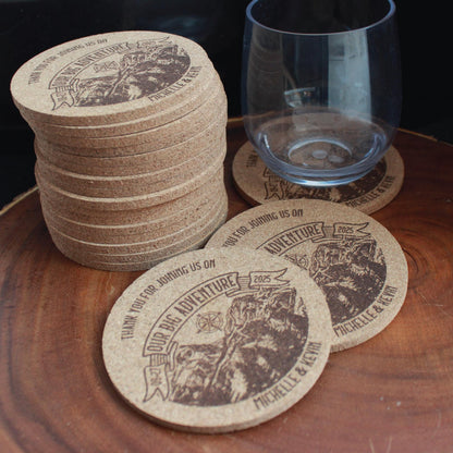 Mountain Wedding Coasters - Custom, Engraved Cork - Arbo Engravings