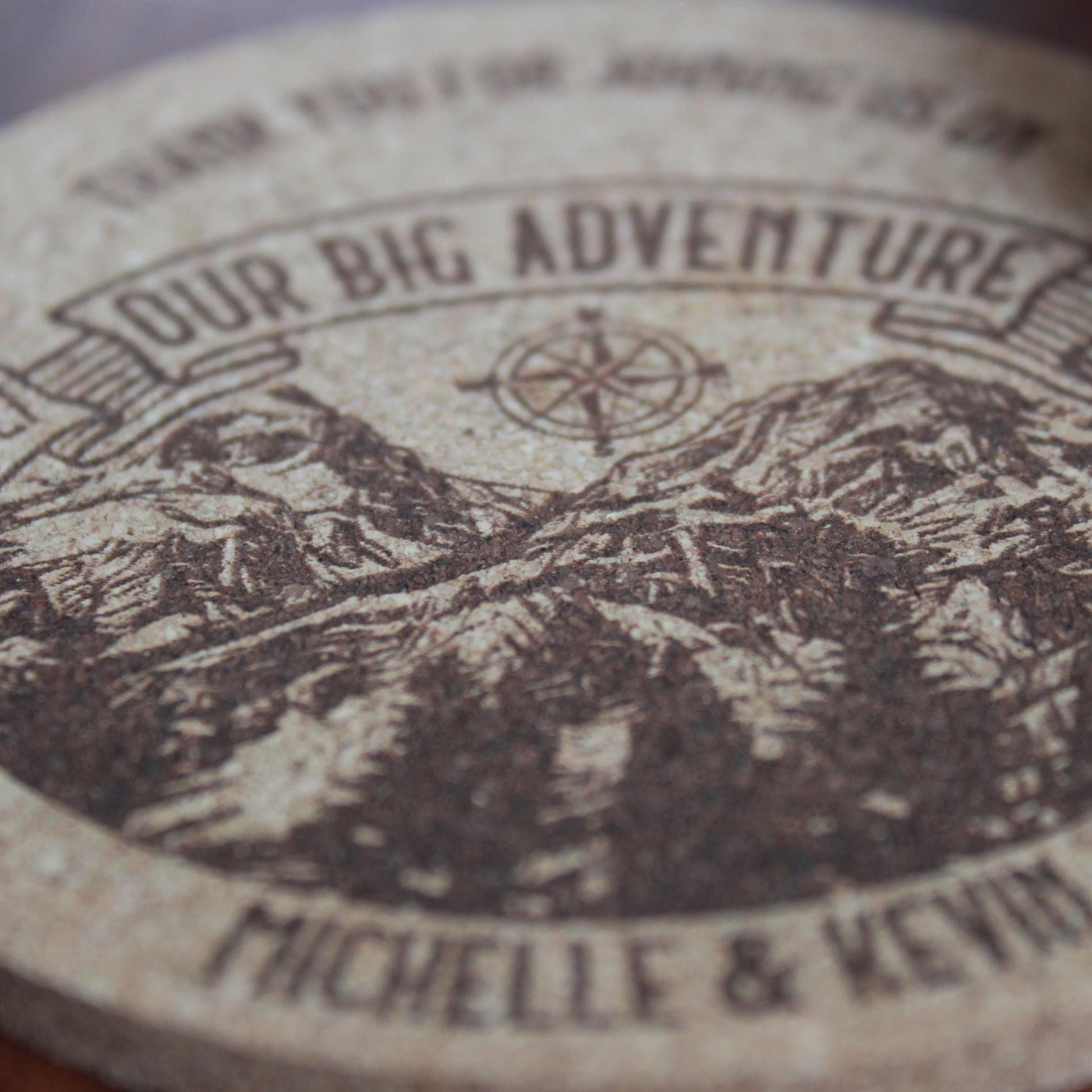 Mountain Wedding Coasters - Custom, Engraved Cork - Arbo Engravings