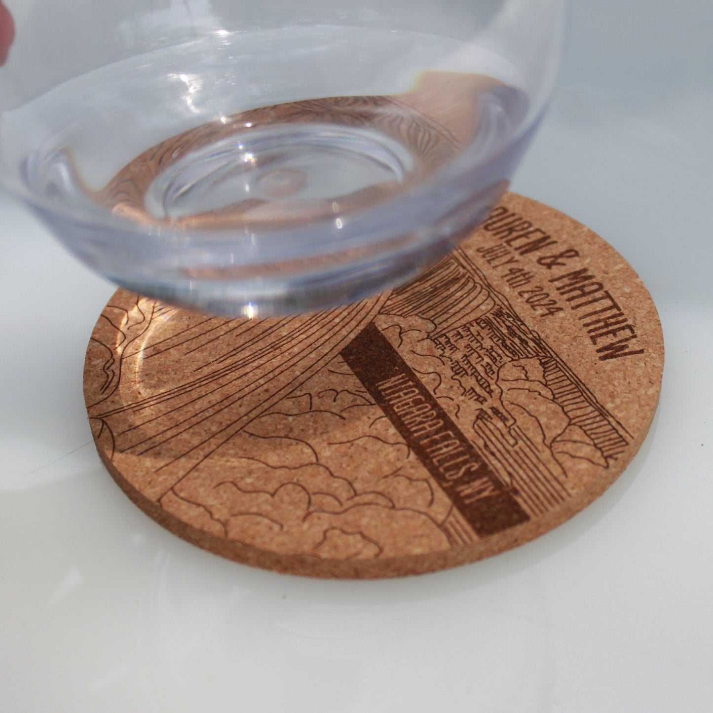 Niagara Falls Coasters Engraved Cork Wedding Favor - Arbo Engravings