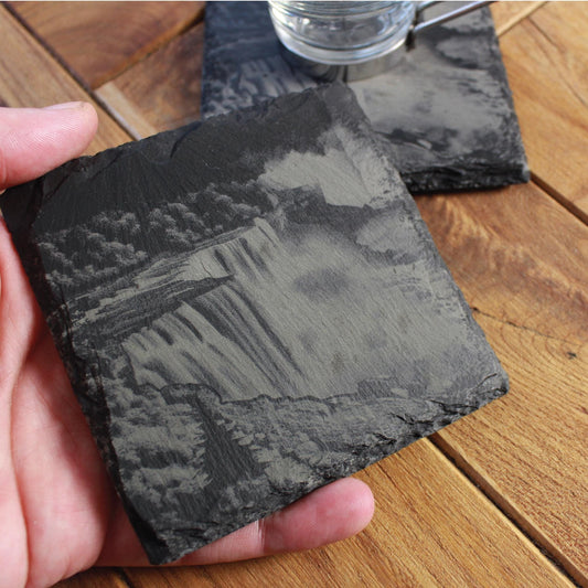 Niagara Falls Slate Coasters - Misty Waterfall - Engraved Slate - Arbo Engravings