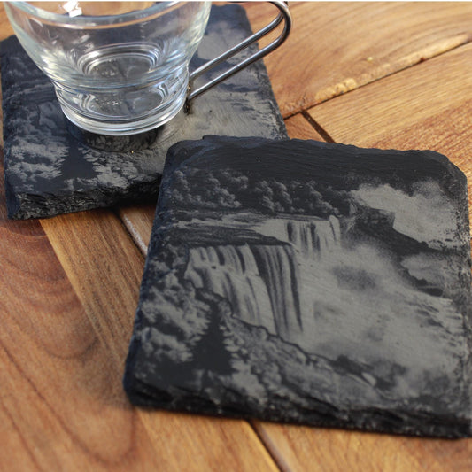 Niagara Falls Slate Coasters - Misty Waterfall - Engraved Slate - Arbo Engravings